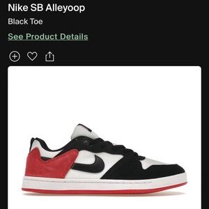 Nike SB Alleyoop Chicago Black Toe Red Men's Skateboard Shoes Sneakers Trainers